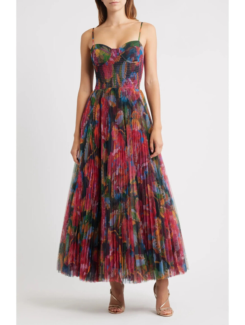 NEW, Hutch Smocked Tulle Gown in Multi Sz M #MD2558